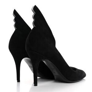 HERMES Victoire 90 Pumps Black Suede Heels Size 37